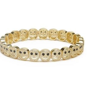 Lisa Gozlan Smiley Face/Happy Bracelet ; Gold and Black